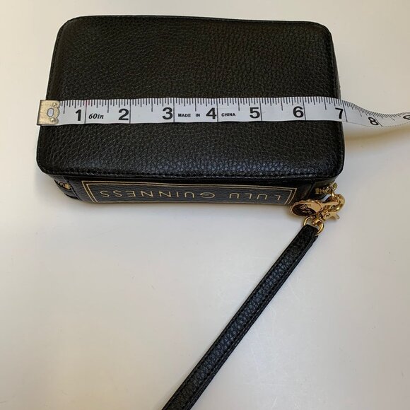 Rare Vintage Lulu Guinness Black Leather “Little Black Book” Boxy Wristlet Bag - Picture 5 of 6